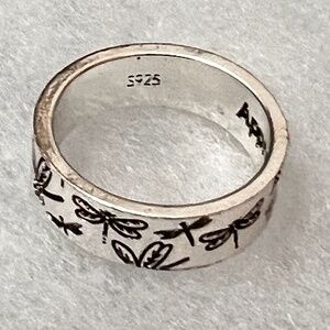 Dragonfly silver ring size 6